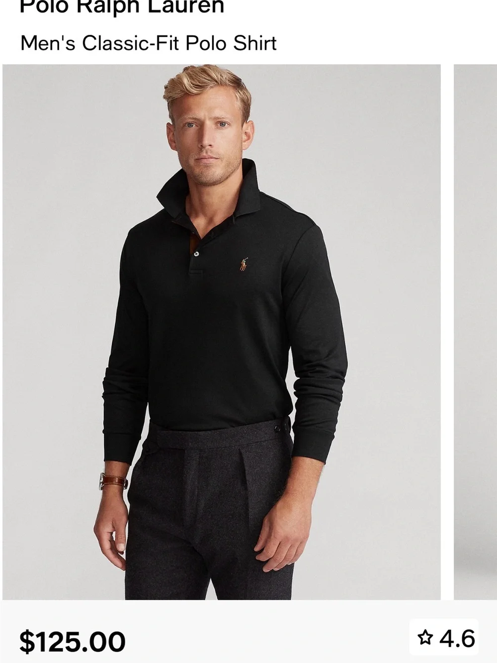 Polo by Ralph Lauren Black Long-Sleeve Classic-Fit Polo